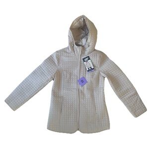 NEW! Lands' End Women's Adjustable Hood Quilted Jacket - Size XS White (cream)
